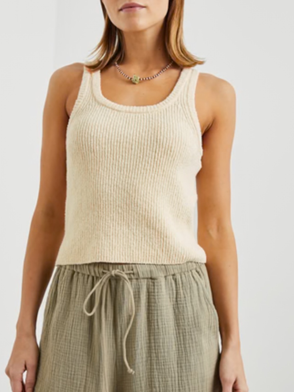 Rails Albie Ribbed Tank Knit Top in Ivory Size S